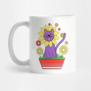 Cheeky cat flower illustration Mug
